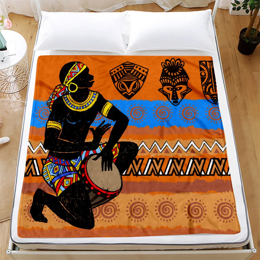 African Girl Fleece Sherpa Blanket Bedspread Velvet Plush Soft Comfortable Home Camping Aircraft