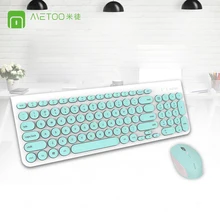 2,4G Беспроводная клавиатура мышь набор немой Ретро круглая клавиатура мультимедийная компьютерная игровая клавиатура для ноутбука Macbook lenovo