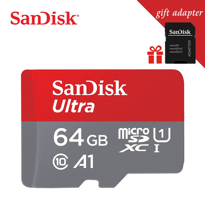 Двойной Флеш-накопитель SanDisk A1 слот для карт памяти 256 ГБ 200 ГБ 128 Гб 64 Гб 98 МБ/с. 32 Гб оперативной памяти, 16 Гб встроенной памяти Micro sd карты Class10 UHS-1 флеш-карта памяти Microsd TF/sd карты - Емкость: 64 ГБ