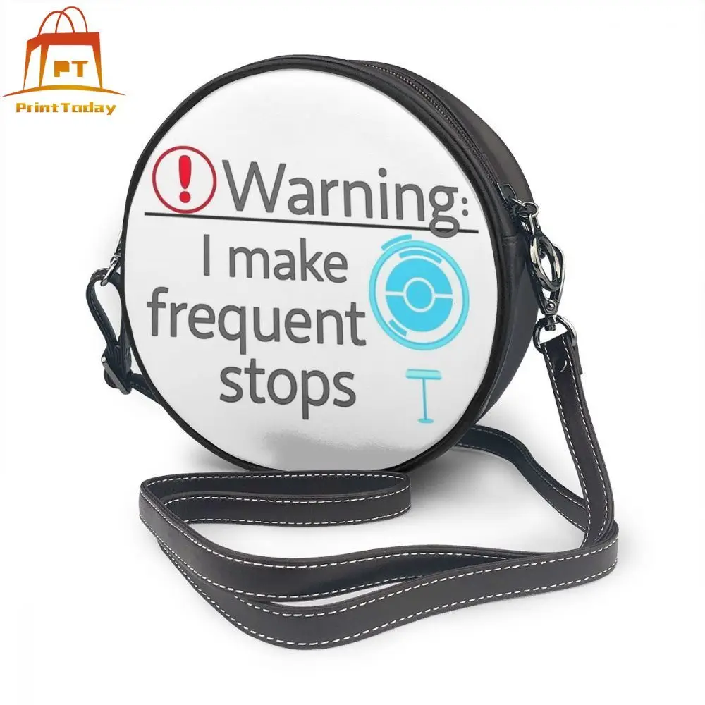 Pokemon Ball Shoulder Bag I Make Frequent Stops Pokemon Go Leather Bag High quality Student Women Bags Travel Woman Round Purse