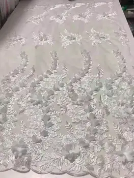 

African Lace Fabric 2020 stones High Quality pink 3D Lace Onion Color French Tulle Lace Fabrics With Beaded For African Parties