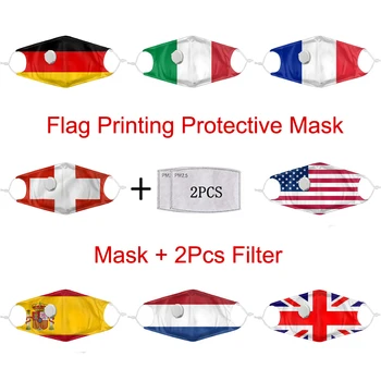 

Pudcoco Unisex Cotton Face Mask Activated Print Flag Mask With 2 Filter 5 Layers Washable Reusable Protection Dust Mouth 3PCS