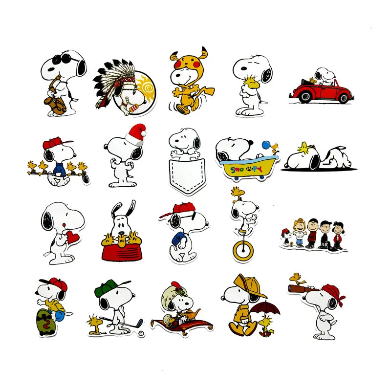 20 шт мультфильм Snoopy Дорожный Чехол наклейки ноутбуки Macbook скейтборды lugag холодильник автомобиль скейтборд тетрадь водонепроницаемые наклейки
