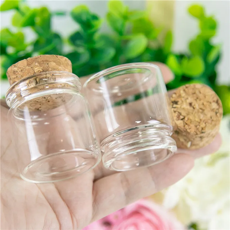 Transparency Glass Bottles With Cork 12pcs 37x40x27mm Empty Jars Wedding Holiday Decoration Christmas Gifts