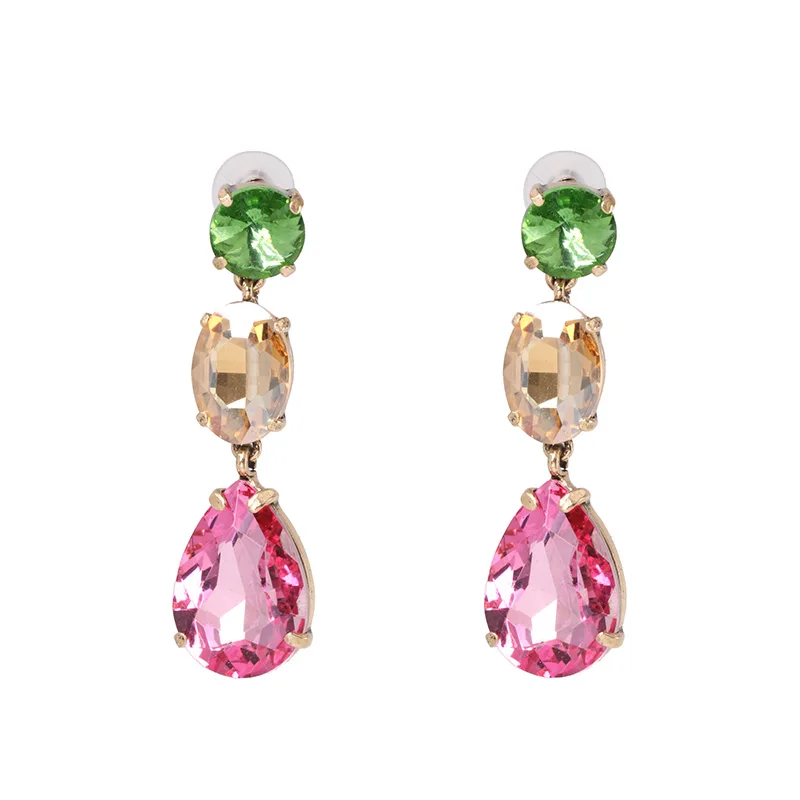 JURAN Hot Brand Bling Mixed Color Crystal Drop Earrings for Women Rhinestone Fashion Jewelry Bridal Party Wedding Earrings Gifts