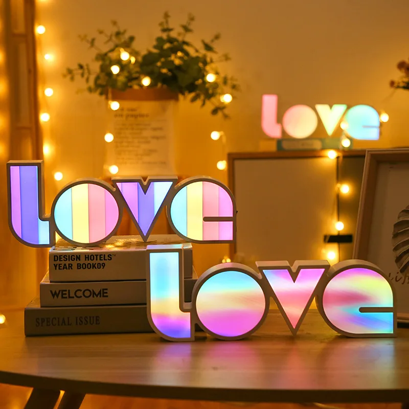 

LOVE Letter Modeling LED Night Lights Warmth Room Lamp Neon Light For Holiday Xmas Wedding Decoration Lighting Valentine's Gift