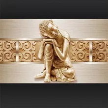 3D стереоскопический Золотой тиснением Будда Настенные обои для гостиной ресторан отель промышленный Декор обои домашний декор