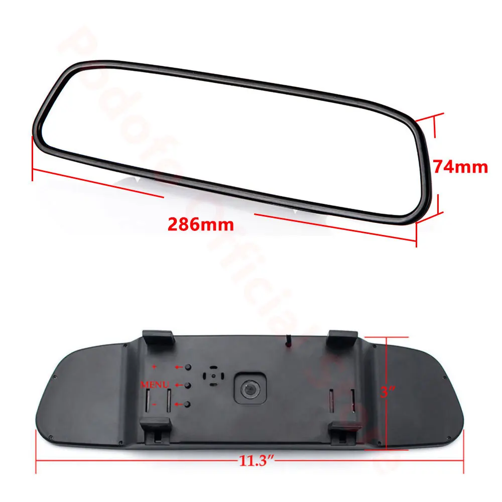 Podofo 4.3 Car Rearview Mirror Monitor Auto Parking System + LED Night Vision Backup Reverse Camera CCD Car Rear View Camera
