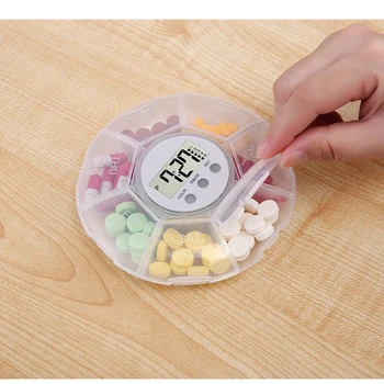 

7 Grid Convenient Pill Box Smart Reminder Hermetic Medicine Dispenser Timer Alarm Clock Pills Organizer Pills Drug Container