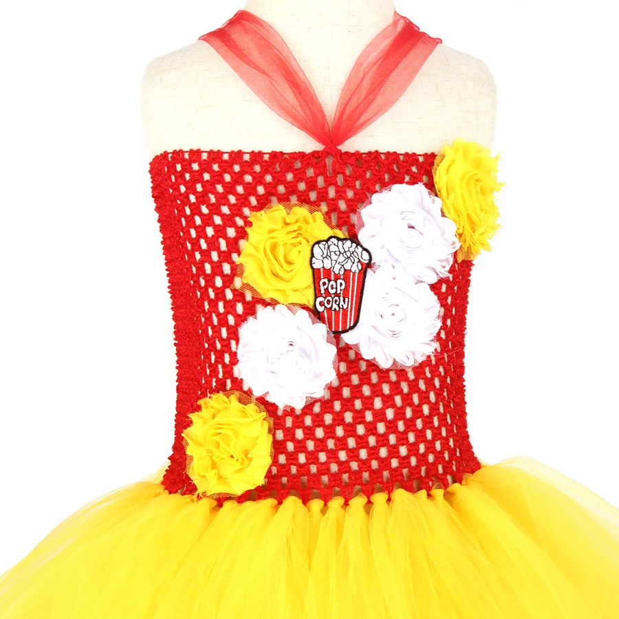Fancy Popcorn Girl Tutu Dress Circus Birthday Outfit for Kids Food Costume Baby Photo Carnival Party Flower Tutu Dresses (13)