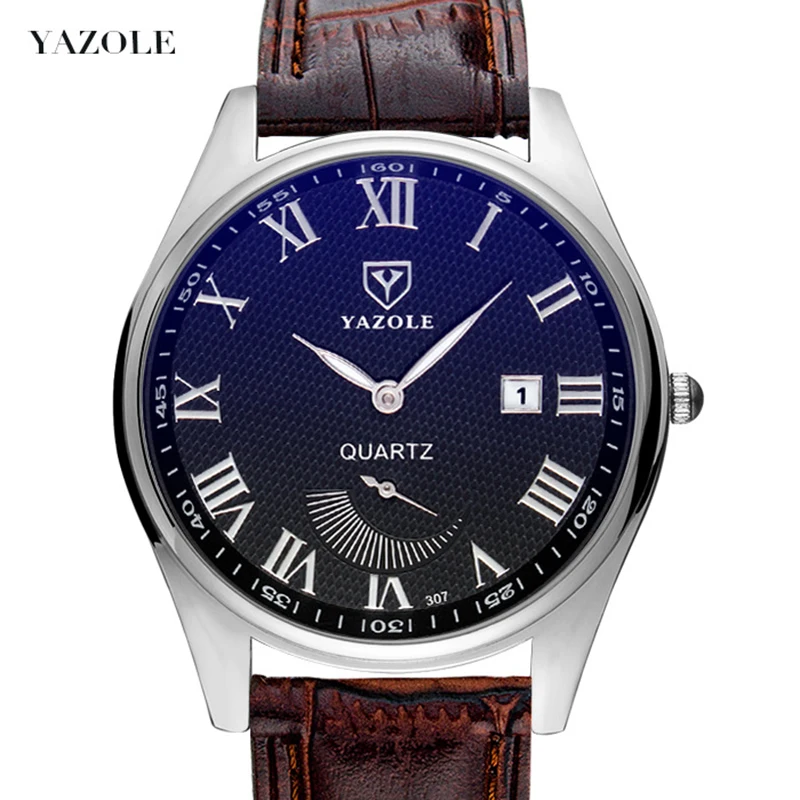 

YAZOLE Watch Men Luxury Waterproof Calendar Quartz Clock Top Brand 2020 Fashion PU Leather Sports Watches Relogio Masculino