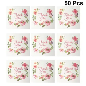 

50pcs Mini Thank You Cards Greeting Cards Creative Birthday Message Blessing Cards for Festival Party Gathering (6x6cm)