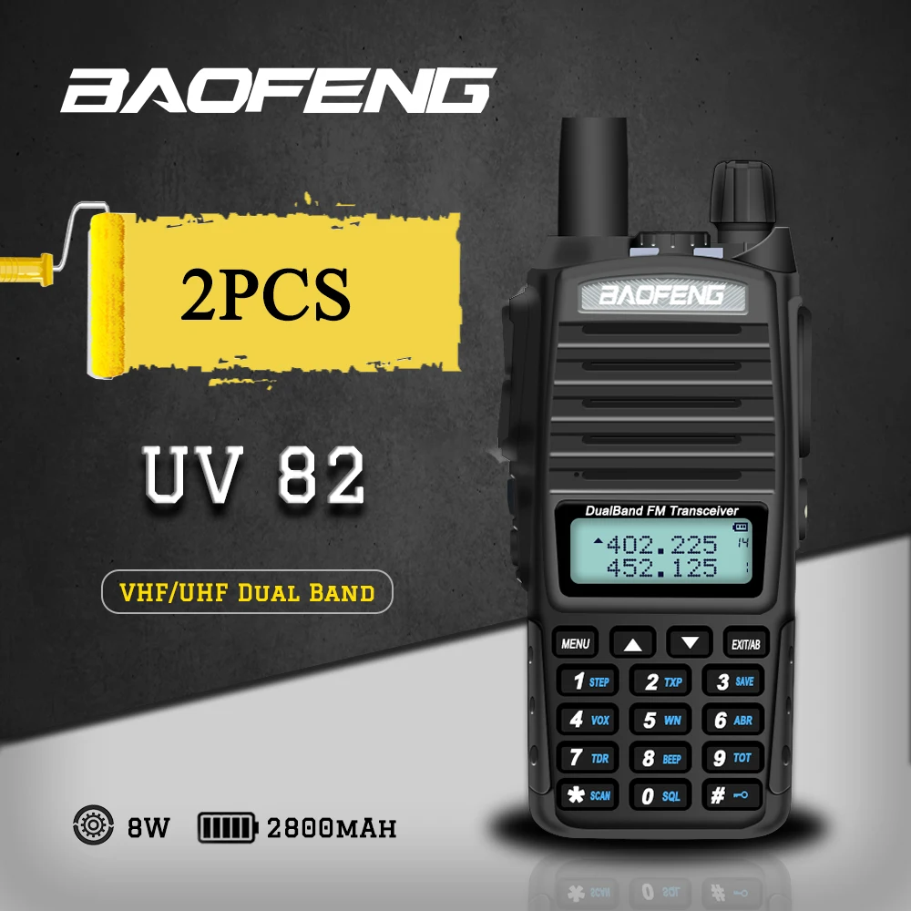 2 шт 8 Вт двухдиапазонный Baofeng UV-82 рация двойной PTT двухстороннее радио портативный UV 82 трансивер UV82 CB радиостанция
