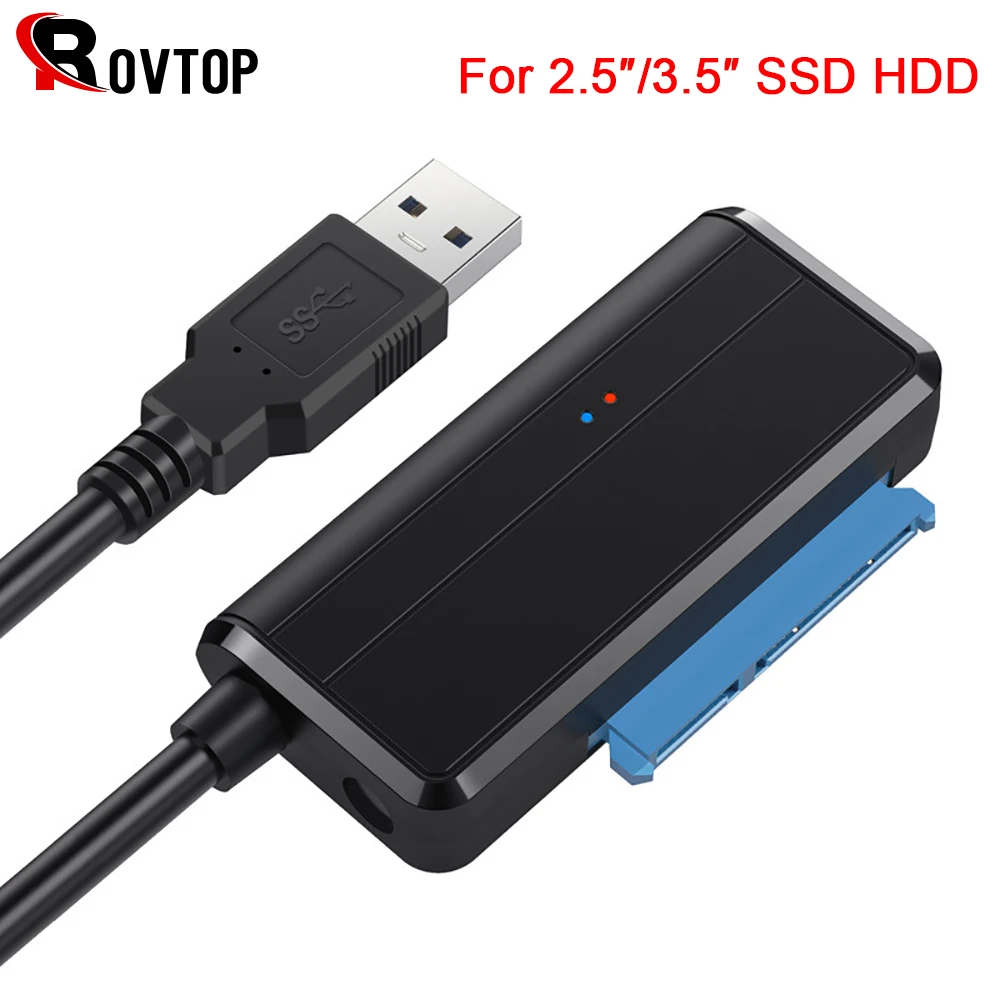 

Rovtop USB 3.0 SATA 3 Cable Sata To USB Adapter Up Support 2.5 or 3.5 Inch External SSD HDD Hard Drive 22 Pin Sata III Cable