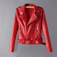 Кожаная куртка женская модная яркая черная мотоциклетная куртка Короткая байкерская куртка из искусственной кожи мягкая куртка женская# J30