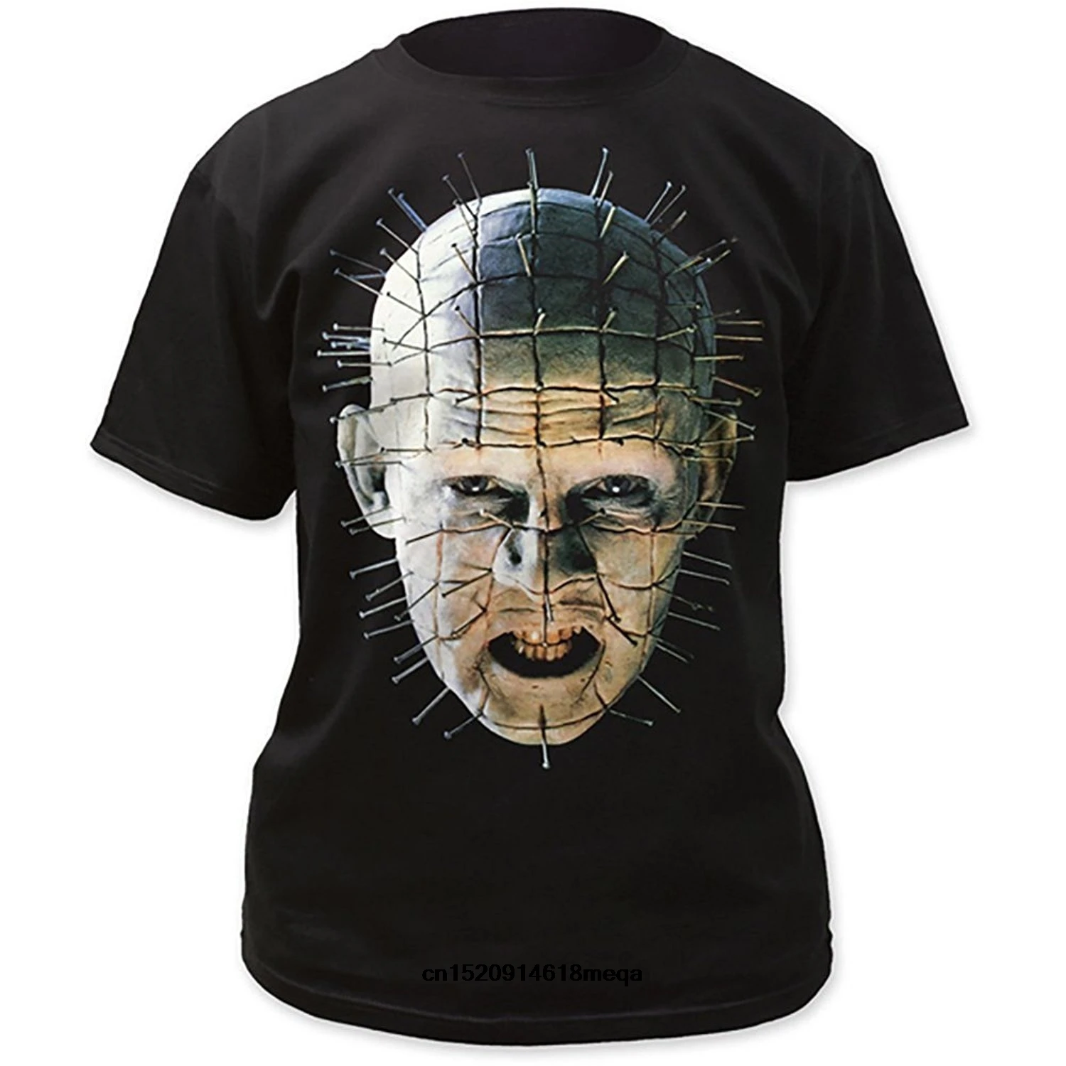 Забавные футболки Hellraiser Pinhead крупным планом большой принт фильм Мужская Черная
