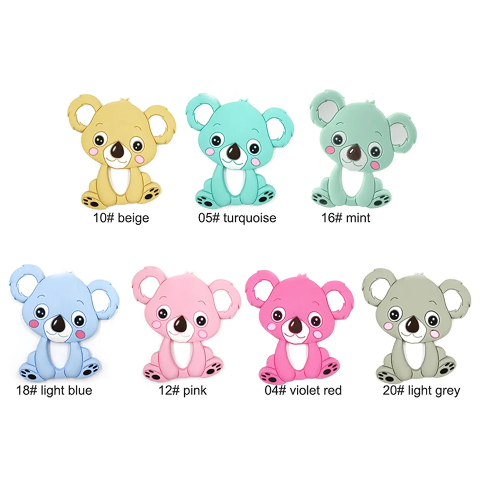 LOFCA 20 шт. Koala детский Прорезыватель Соска-подвеска для животных пищевой силиконовый без бисфенола А детский грызунок жевательный подарок для кормления