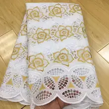 5 ярдов швейцарская вуаль кружевная ткань из Дубая Горячая распродажа! африканская хлопковое кружево «швейцарская вуаль» ткани кружевное платье высокого качества