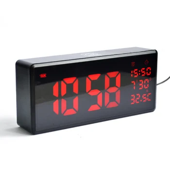 

Digital Alarm Clock Red LED Table Watch With Backlight Table Clock Black Touch Sensing Snooze Temperature Home Desk Clock