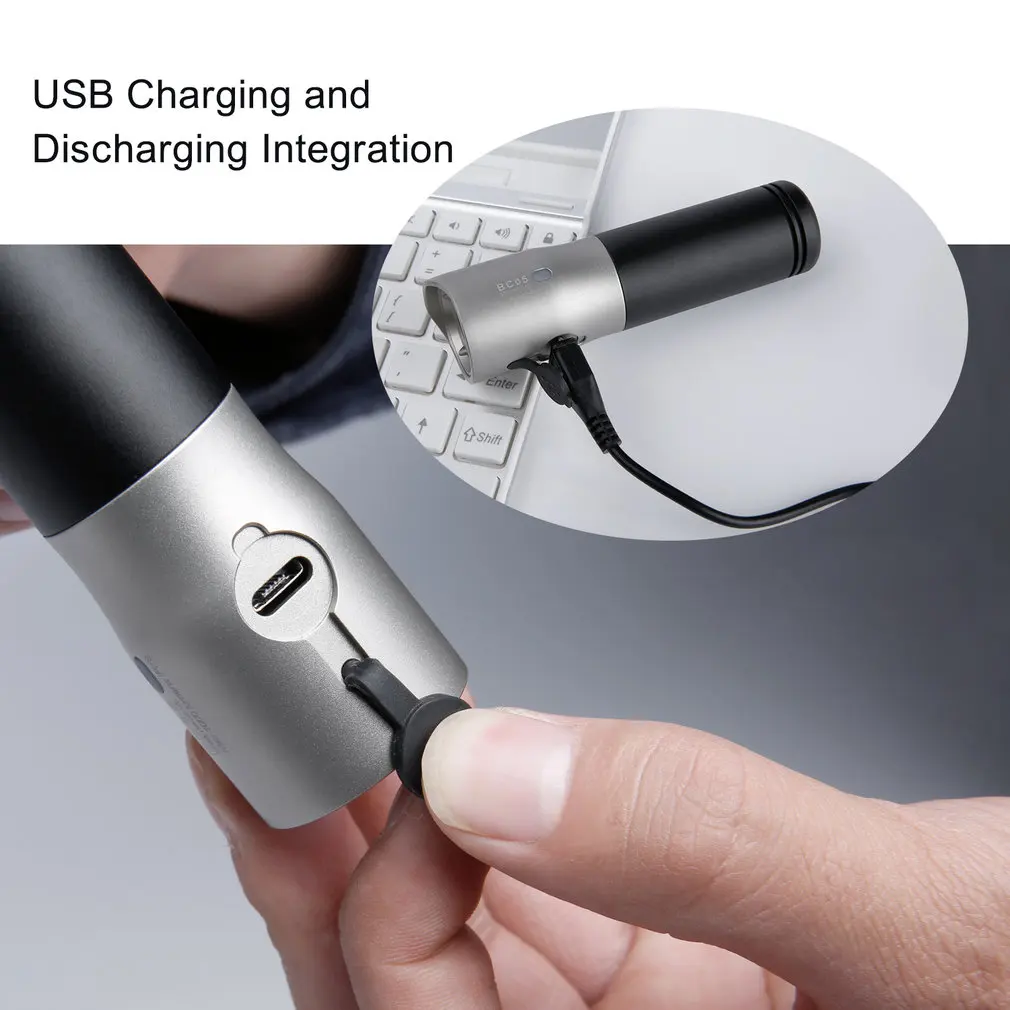 1000 люмен IP65 водонепроницаемый USB Перезаряжаемый Фонарик 3400 мАч 18650 аккумулятор usb зарядка разрядка технология интеграции