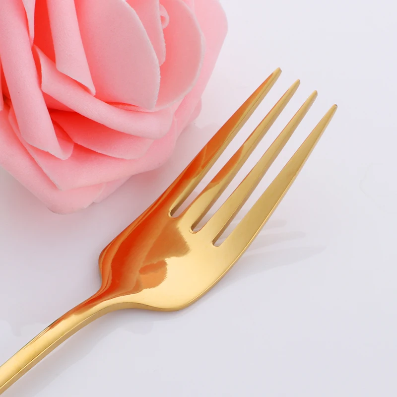 Stainless Steel Dinner Fork Korean Dessert Forks Silver Steak Dinnerware Rose Gold Dessert Fork Kitchen Party Tools portable cutlery silverware set