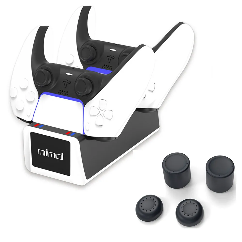 

For Playstation 5 PS5 Gamepad Game Controller Dual USB Charger Charging Dock Stand Station Cradle Holder Storage Base With Caps