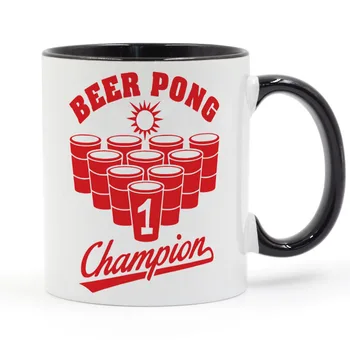 

Beer Pong Champion Coffee Mug Ceramic Cup Color Handle Colour Inside Gifts 11oz
