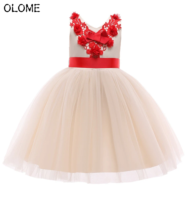 

OLOME Wedding Party Dress Voile Bridesmaid Clothing Girls Summer Skirt Clothes for 2-7 Years Old Lolita Princess Evening Costume