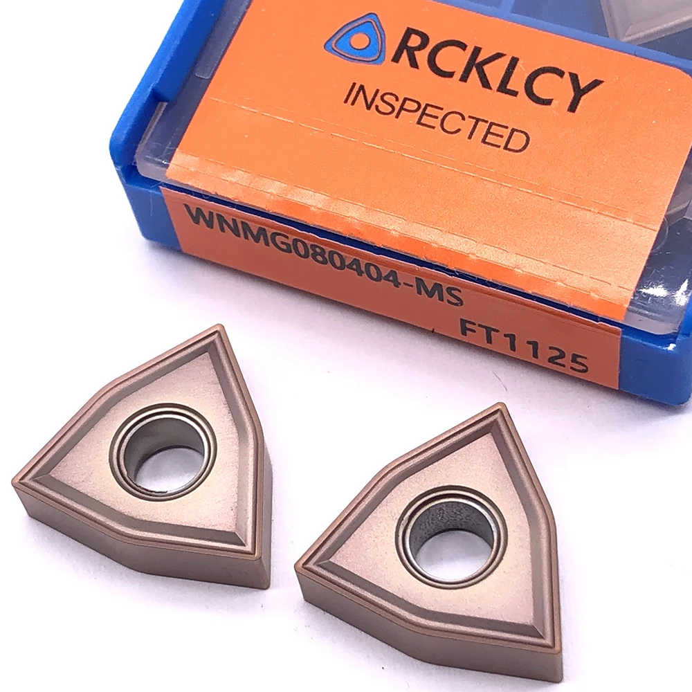 10pcs RCKLCY Turning tool WNMG080404 MS FT1125 CNC External blade lathe tools original carbide