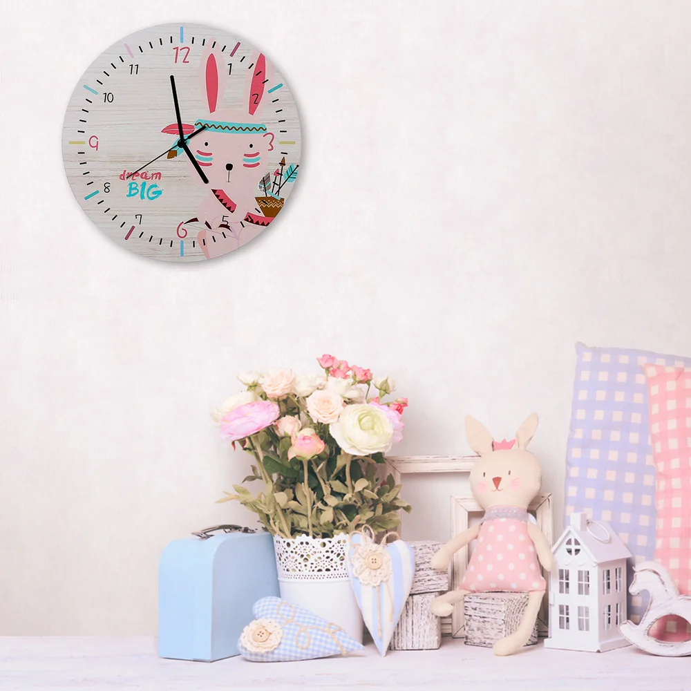 Настенные часы с мультяшным розовым единорогом, современный дизайн, тихая детская комната, настенные часы, домашний декор, гостиная, спальня, художественный дизайн - Цвет: WKC004