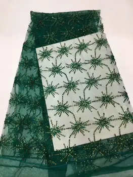 

2019 green New Design African Lace Fabric High Quality French sequins Embroidered Tulle Lace Fabric with Sequins FR1125
