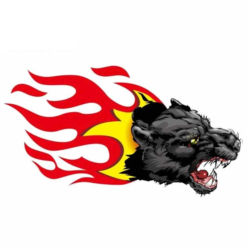 

JuYouHui Exterior Accessories Decal Flame Wolf Head Car Stickers Vinyl JDM Bumper Trunk Windshield Bumper Windows Decals PVC13cm