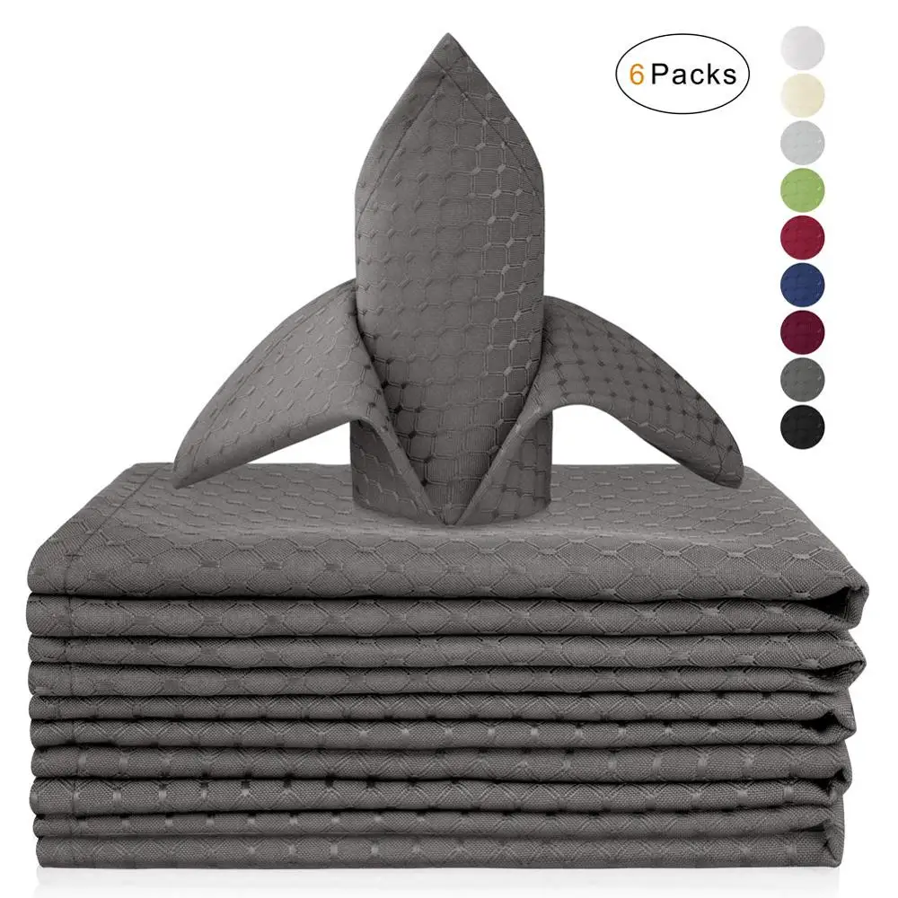 VCVCOO, 6 шт., тканевые салфетки, Полиэстеровая ткань, столовый платочек, 43*43 см, тканевые салфетки, вечерние, для украшения дома - Цвет: Charcoal Grey