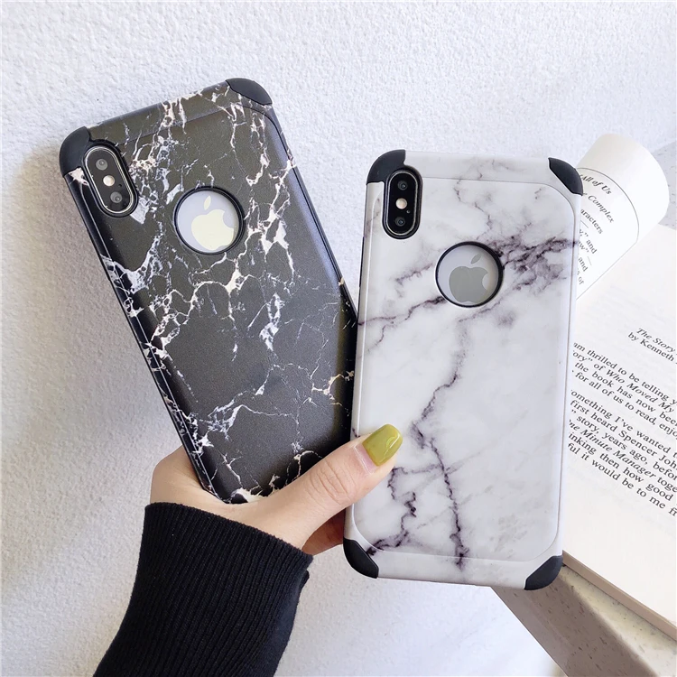 Модные Ретро Белые Черные мраморные анти-осенние Чехлы для iphone X Max XR X XS Max 7 8 Plus Мягкий чехол для iphone