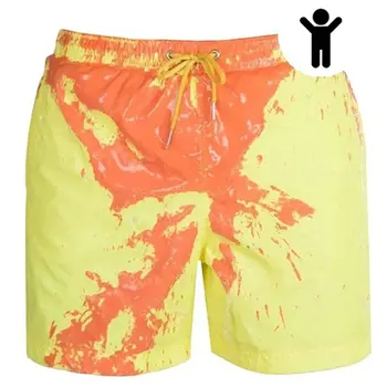 

Discoloration Swimming Trunks Beach Pants Men'S European And American Large Size Warm Color Discoloration Shorts
