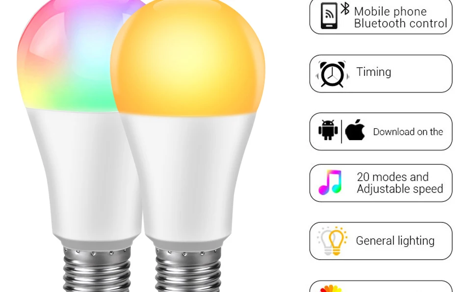 WiFi умная лампа E27 Светодиодный светильник с Bluetooth и регулируемой яркостью RGBW с таймером умный WiFi светильник IOS/Android телефон приложение Голосовое управление светильник ing