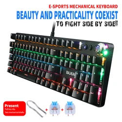 Clavier de jeu mécanique filaire USB Ultra fin, 104 touches, pour ordinateur de bureau, PC portable et Windows 