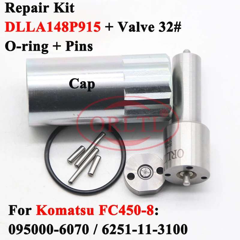 

095000-6071 Common Rail Injector Repair Kits Nozzle DLLA148P915 Valve Plate 32# for Komatsu 6251-11-3100 6251113100 095000-6070