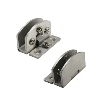 

2PCS No Drilling Heavy Duty Clamp Hinge Zinc Alloy Wine Cabinet Glass Door Hinge 23GB