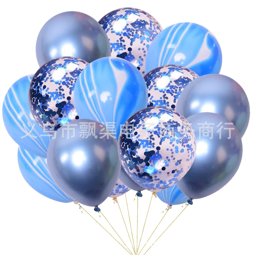 AliExpress Лидер продаж 12-дюймовое металлическое Агат блесток набор воздушных шаров под мрамор для дня рождения украшение для вечеринки