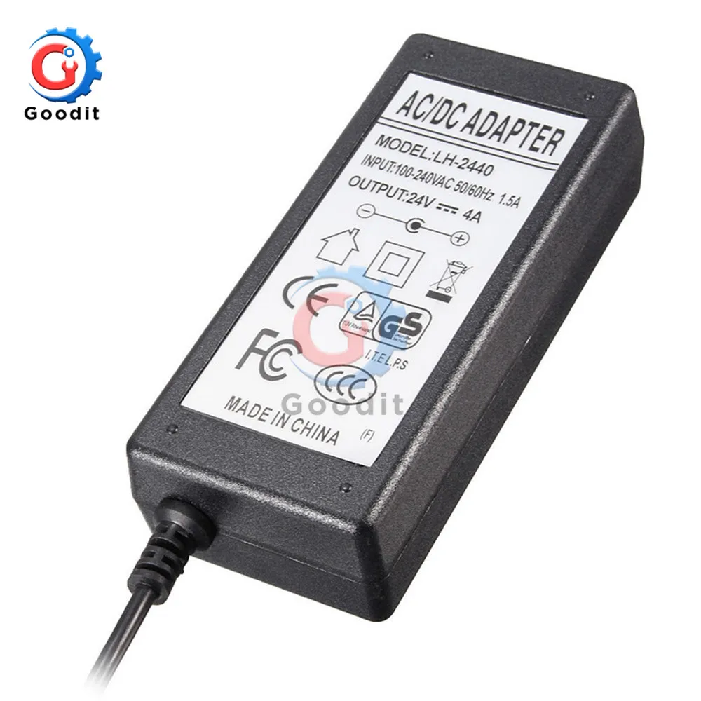 AC 100 V-240 V DC 24V 4A 96W адаптер преобразователя питания для светодиодной ленты