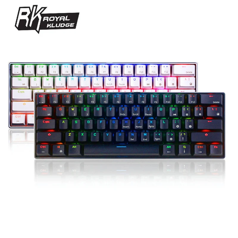Королевский Kludge RK61 эргономичный bluetooth Проводной Двойной режим 60% RGB светильник