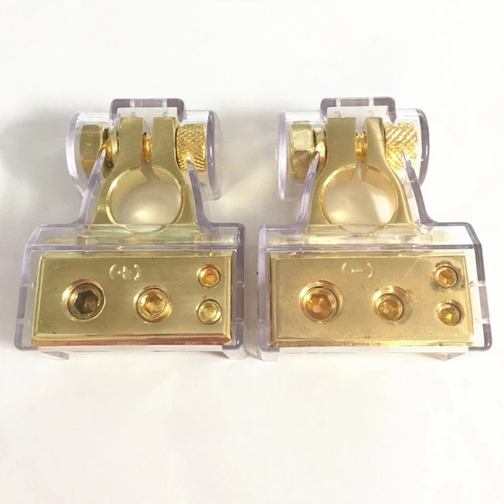 1 пара детских хлопковых колготок, 0/4/8 Awg Gauge автомобиль положительные и отрицательные Батарея клемму разъем позолоченная поверхность, устойчивость к окислению
