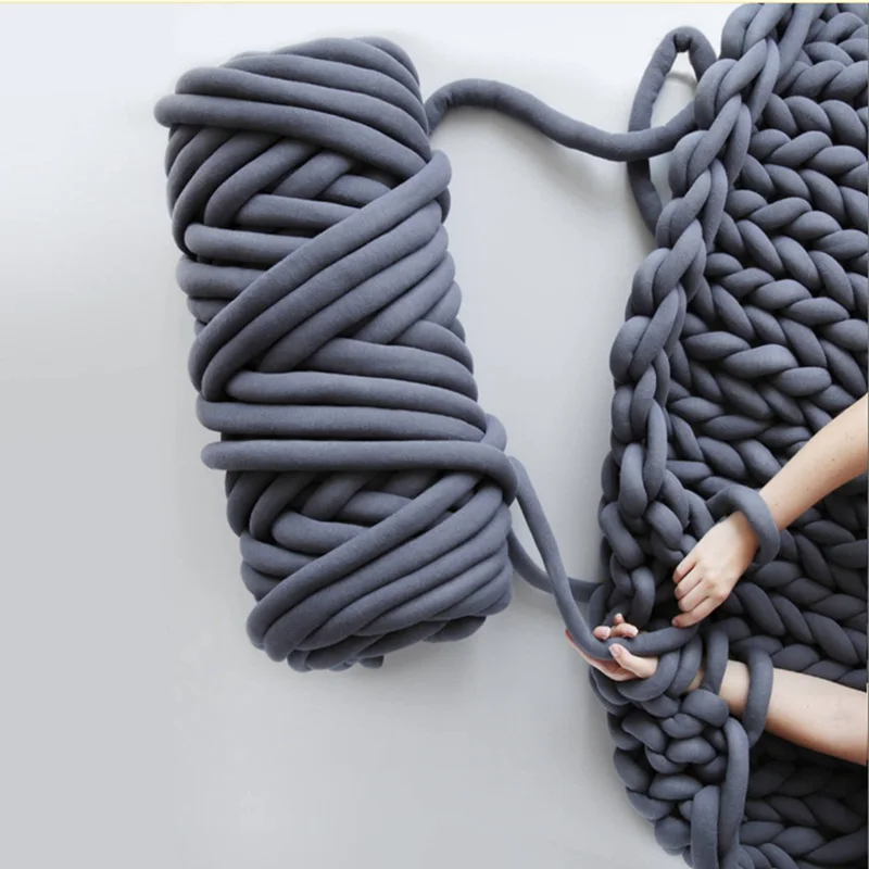 Пряжа Вязание крючком полиэстер рука швейные нитки толстая пряжа для вязания теплое короткое одеяло шарф ковер шапки ручной вязки 12 цветов - Цвет: Dark Grey