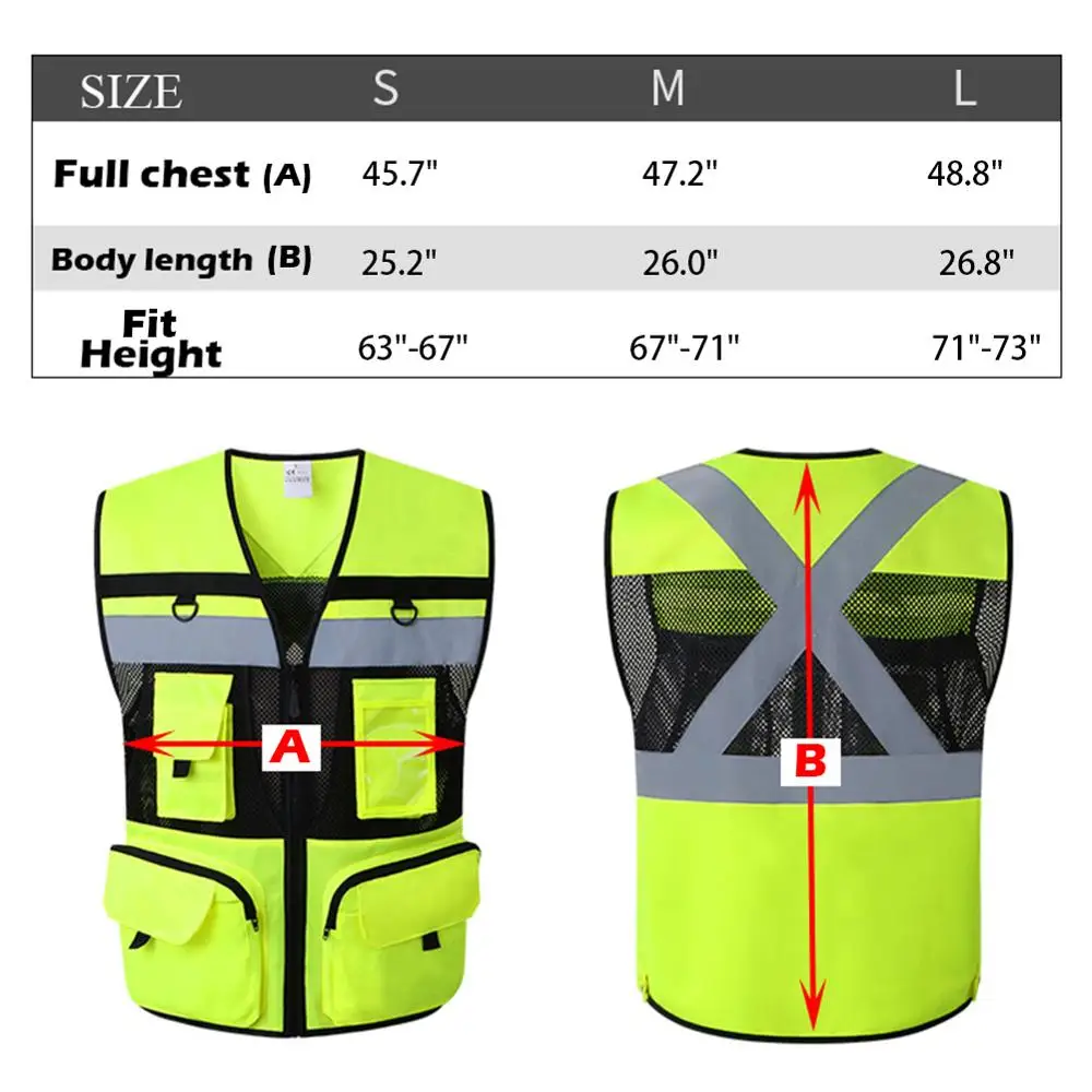 9 Pockets Motorcycle Orange Summer Mesh Vest Reflective Safety Vest High Visibility Night Warning Safety Coat Car reflective safety vest reflective safety jacket