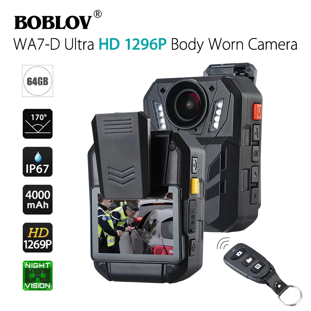 Портативная камера BOBLOV WA7 D 32G/64G Ambarella A7 32MP HD 1296P видеорегистратор для безопасности