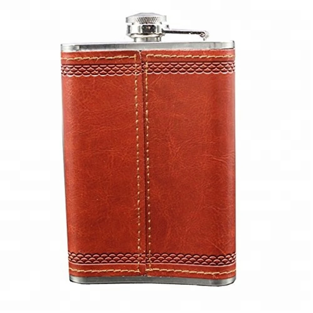Funny Shhh There's Vodka In Here 6oz PU Leather Hip Flask Tan 