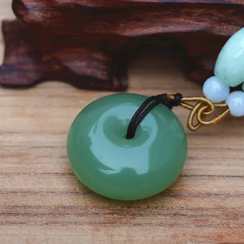 

NATURAL GREEN AFGHAN NEPHRITE PENDANT CARVED 25MM ROUND PEACE BUCKLE FESTIVAL GIFT FOR MEN WOMEN BABY'S JADES JEWELRY FREE ROPE