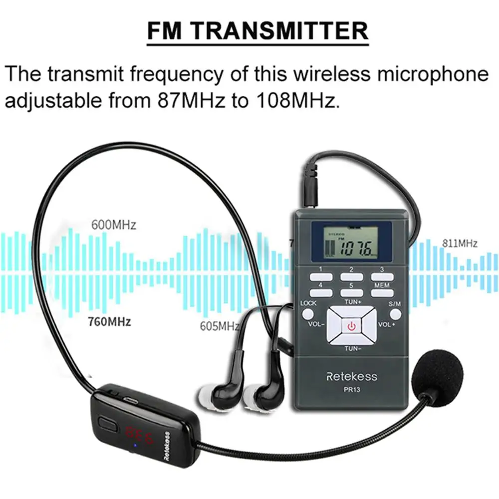 Беспроводная система передачи голоса 1 fm передатчик TR503 + 10 радио приемник PR13 для