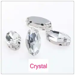 Versatile Sew-On Navette Rhinestone Horse Eye Flatback - 13x27mm 9PCS (Clear Crystal)
